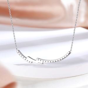 Collier chaîne à maillons en argent sterling 925 plaqué rhodium avec zircon cubique, tendance minimaliste pour fiançailles, mariage et fêtes - Product Image 2