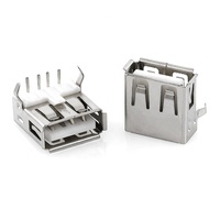 USB AF 90 °   Conector Hembra Tipo A para DIP, Carcasa de Plástico Blanca, 4 Pines Rectos/Curvados para Cargador, Banco de Energía, Montaje en PCB