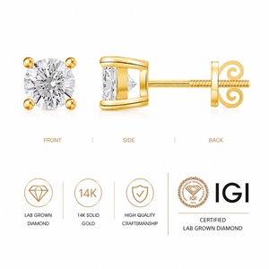 IGI Certified Round Cut Lab Grown Diamond <b>Stud</b> <b>Earrings</b> 10K 14K 18K Solid Gold <b>Fine</b> Jewelry for Women - Product Image 3