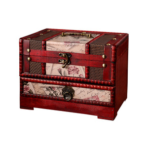 Caja de Joyería de Estilo Antiguo Mystic Arts con Espejo, Organizador de Maquillaje de Madera Roja para Uso en el Hogar y Bodas - Product Image 5