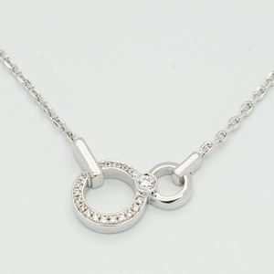 IGI/GIA Certified 14K Gold Intertwined Double <b>Ring</b> <b>Necklace</b> Lab Diamond Pave Interlocking Orbit Box Chain Daily Luxe Jewelry - Product Image 1