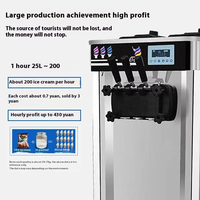 Machine à glace molle verticale américaine commerciale, nouvelle, trois saveurs, automatique, pour hôtels