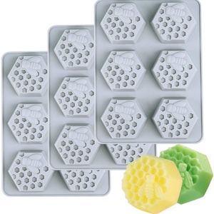 Factory Hot Quality Custom 3d Bee Honeycomb square Rectangular Cake <b>Soap</b> <b>Moulds</b> Handmade Silicone <b>Soap</b> Mold with logo - Product Image 1