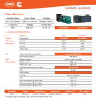 Générateur diesel ByCummins 2000 kW 2500 kVA, triphasé 400/230 V 50 Hz, pour champs pétrolifères, mines, usines, centres de données, ISO CE