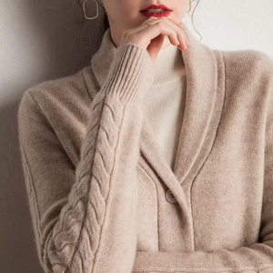 <span class=keywords><strong>Cardigan</strong></span> Corto da Donna Classico <span class=keywords><strong>Nero</strong></span>, Tessuto Personalizzato a Trama Intrecciata, Caldo e Spesso per Climi Freddi - Product Image 3