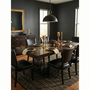 Lampada a Sospensione Moderna, Decorazione Nordica per Cucina, Paralume a Cupola in Metallo Nero Opaco, Asta LED con Collegamenti in Ottone, Lampada Industriale Sospesa - Product Image 3