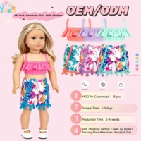 Pakaian Musim Panas untuk Boneka 18 Inci, Atasan Ruffle Pink, Celana Pendek Motif Nanas Bunga dengan Hiasan Pom Pom, Pakaian Boneka untuk Boneka American Girl 18 Inci