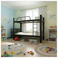 Lit superposé double empilable et séparable de taille standard, avec cadre métallique moderne et rangement pliable, idéal pour les dortoirs scolaires