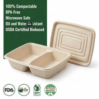 Wegwerp suikerrietbagasse BPA-vrije deksel cateringdoos voor afhaalmaaltijden, biologisch afbreekbaar, magnetronbestendig, aanpasbaar voor sushi, gebak en desserts