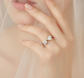 Bague en argent sterling S925 avec nœud papillon et deux cœurs en moissanite, design bicolore, bijou de promesse de mariage, cadeau pour femme - Product Image 2