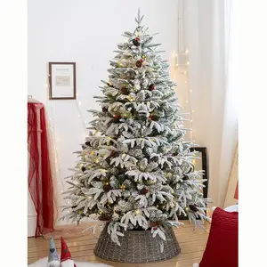 大型人工クリスマスツリーLED PE-PVC混合スノーフレーク植毛、屋外と屋内のクリスマスツリーの装飾