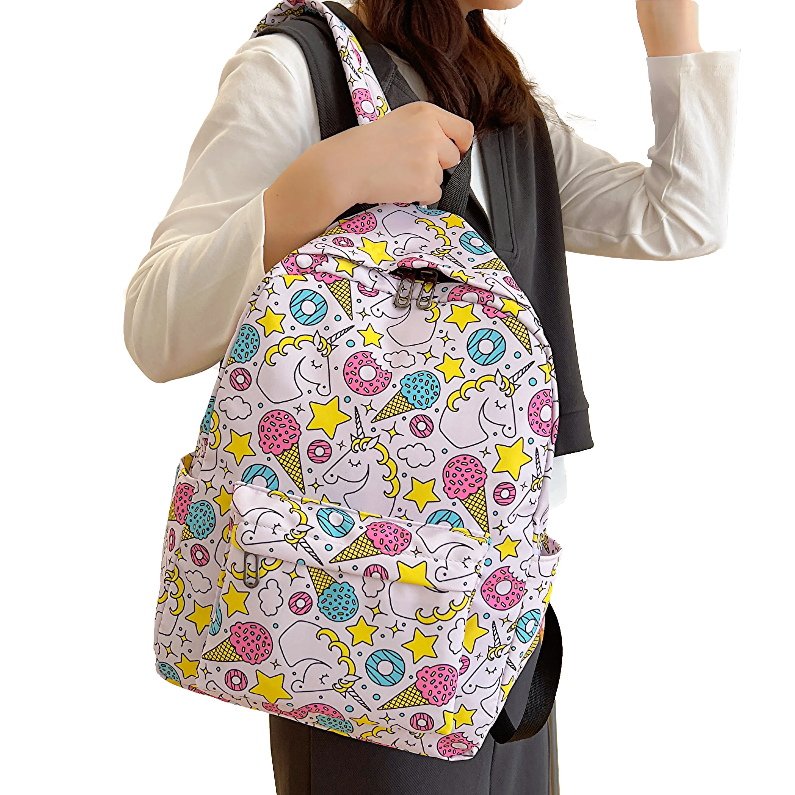 Carino cartone animato stampa Bookbag zaino per bambini zaino unicorno auto zaino scuola per ragazze