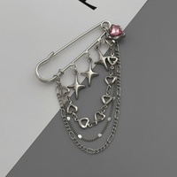 Broche Y2K tendance avec pendentif cœur/étoile superposé pour femme, accessoires de décoration pour costume, bijoux de rue