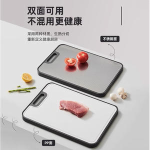 Tabla de cortar de acero inoxidable, rectangular, apta para lavavajillas, engrosada, antibacteriana, para uso en la cocina - Product Image 3