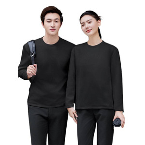 Solid Color White Long Sleeve T-Shirt Round Neck Loose Fit <b>Base</b> <b>Layer</b> For Women And <b>Men</b> Unisex Spring Autumn 2025 New Style - Product Image 5