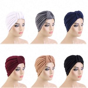 Vente en gros d'accessoires de mode pour cheveux avec logo personnalisé, turbans de couleur unie en POLYESTER SPANDEX, grand nœud, foulard musulman pour femmes, toutes saisons - Product Image 2