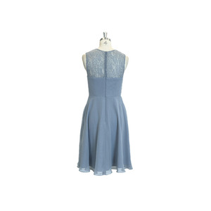 princess polly baby blue dress Leely Women Grey Blue Bridesmaid Dress with Slit A-Line V Neck Tiered Tulle  Flowy Maxi Wedding Guest Dress with Short Ruffle Sleeves main image 0