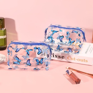 Transparent Floral Cosmetic Bag PVC Waterproof Large Capacity Travel Storage Bag Makeup <b>Case</b> <b>Medium</b> Size - Product Image 2