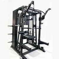 Machine Smith Commerciale Multifonctionnelle, Rack de Squat avec Câble pour Exercices de Tirage Haut et Bas pour un Entraînement Complet du Corps