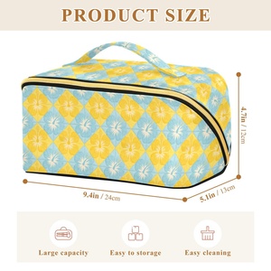 Fashion Flower Custom Print <b>Large</b> Wide-open Toiletry <b>Bag</b> Makeup Organizer Travel Women <b>Cosmetic</b> <b>Bag</b> with Golden Zipper - Product Image 3