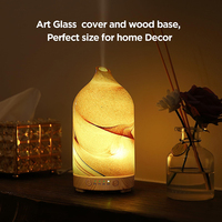 Diffuseur d'huiles essentielles en verre soufflé à la main 200 ml, grande pièce, portable, aromathérapie domestique avec source de lumière LED, autonomie de 6 heures