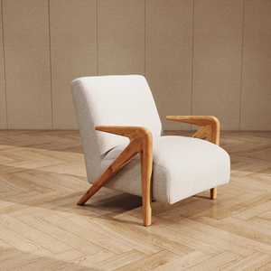 Solid Wood Single <b>Sofa</b> Chair Light Luxury Leisure Indoor Designer Vintage Style - Product Image 3