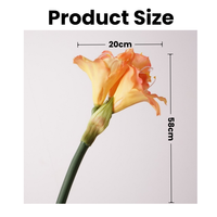 Ampoules d'amaryllis artificielles au toucher réel de haute qualité en plastique souple 58cm fleur artificielle orange rouge pour la décoration de la maison
