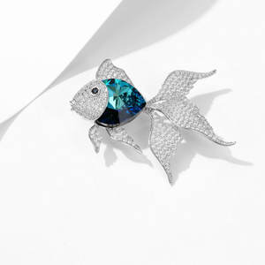 เข็มกลัดคริสตัลเซอร์คอนรูป<span class=keywords><strong>ปลาทอง</strong></span>14K สุดพิเศษสำหรับงานแต่งงานของผู้หญิงหรืองานหมั้น - Product Image 2