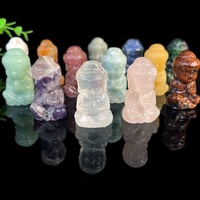 Sculpture de Bouddha en pierre de Reiki mixte de 5 cm, pierre de guérison naturelle, labradorite, quartz clair, statue de Bouddha pour la décoration