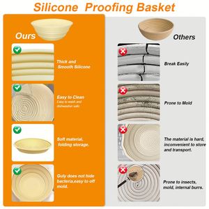 Custom Baking Supplies Collapsible Sourdough Proofing <b>Basket</b> Kit <b>Foldable</b> Silicone Bread Proofing <b>Basket</b> Set for Sourdough - Product Image 2
