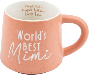 La Mejor Taza de Café de Cerámica con Diseño de Mármol Rosa Mimi del Mundo, Regalo con Frase Encantadora para Abuelas, Niños y Familia, Apta para Microondas - Product Image 1