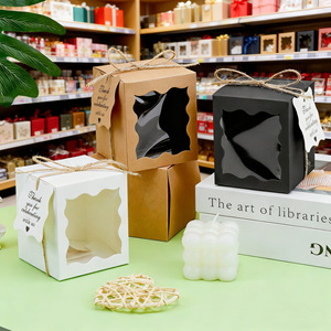 White and Kraft Paper <b>Boxes</b> with <b>Clear</b> Window Twine Tie Self Erecting <b>Gift</b> Packaging Rectangle Shape Recyclable Craft Use - Product Image 2