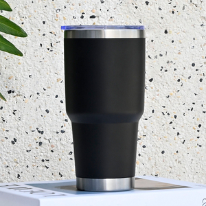 OEM 30oz Powder Coated Stainless Steel Car Tumbler with Slider Lid 30 oz Vacuum Insulated Travel <b>Coffee</b> Mug - Product Image 1