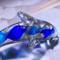 Dauphin en verre de Murano soufflé à la main, animaux marins, requin baleine, jouet décoratif
