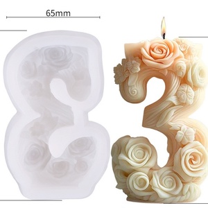 แม่พิมพ์เทียนดิจิตอลแม่พิมพ์ซิลิโคนนูนรูปดอกไม้สำหรับตกแต่งเค้กวันเกิดแม่พิมพ์เทียนหอม - Product Image 5