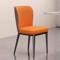 Chaise de salle à manger en fer forgé, style luxe léger, simple et moderne, avec dossier en cuir souple, pour la maison et le restaurant, mobilier domestique polyvalent