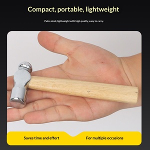 Marteau <span class=keywords><strong>à</strong></span> tête sphérique en <span class=keywords><strong>acier</strong></span> <span class=keywords><strong>à</strong></span> haute teneur en carbone, manche en bois, 150 mm, résistant <span class=keywords><strong>à</strong></span> l'usure, résistant aux chocs, usage domestique et industriel, petit modèle - Product Image 3