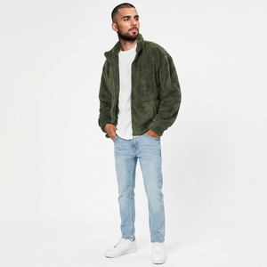Custom Labeled <b>Men's</b> <b>Smart</b> Casual Style Polyester Color Block Polar Sherpa Fleece <b>Jacket</b> with Fashionable Design - Product Image 1