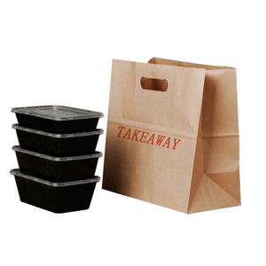 Custom Logo Flexo Printed Eco-friendly Brown Kraft Paper Bags with Die-cut Handle for Food Packaging Milk & Sushi Takeaway - Product Image 1