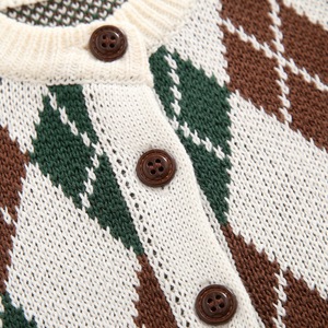 Vente en gros de pulls en coton 100% pour enfants, motif diamant, cardigan pour le printemps et l'automne, veste pour bébé et tout-petit, pour garçons et filles - Product Image 4
