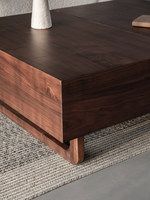 Table basse en bois de noyer noir d'Amérique du Nord, multifonctionnelle, avec rangement, simple, moderne, carrée, télescopique, style nordique, sans assemblage
