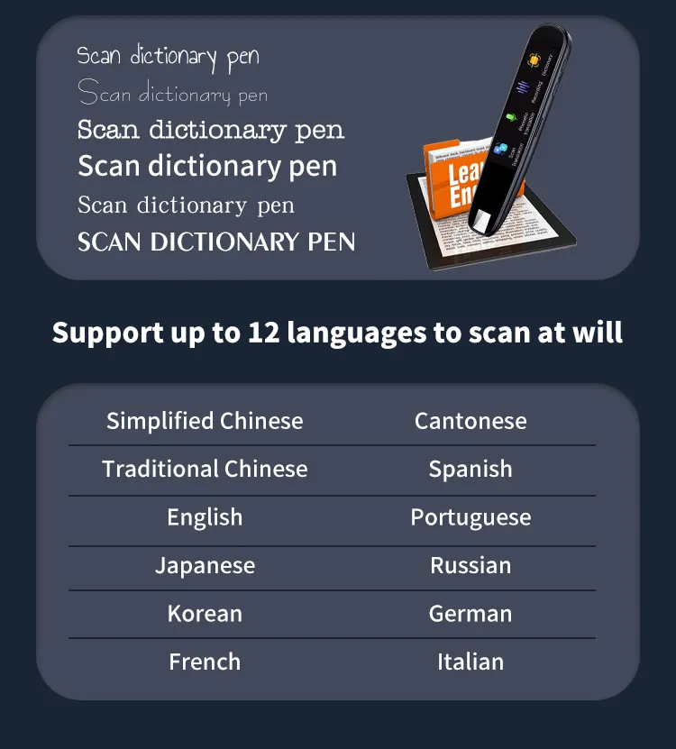 Scan Reader Pen Language Translator Smart Pen OCR Dictionary Real-time Translation Learning   Education Assistant Scanner Pen