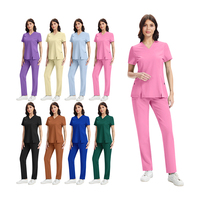 Ensembles de Blouses Médicales Unisexe Multicolores Commande en Gros Tissu Extensible Anti-Microbien Respirant Séchage Rapide Manches Courtes Pantalon Évasé