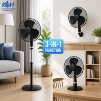 Ventilateur de table mural électrique 3-en-1 en plastique de 16 pouces à 3 vitesses, fabrication chinoise pour chambre, salon, bureau, hôtel, usage domestique