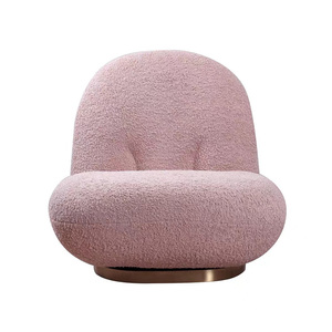 Chaises d'appoint de style nordique meubles chaise longue en tissu de velours en peluche salon Gubi <span class=keywords><strong>Pacha</strong></span> petite chaise boucle rose pivotante - Product Image 1