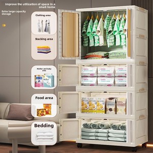 Armoire <span class=keywords><strong>de</strong></span> <span class=keywords><strong>rangement</strong></span> en plastique épaissi, pliable, écologique, sans assemblage, simple, pour salon - Product Image 3
