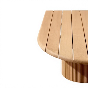 Table de bar extérieure en teck et corde, comptoir de jardin moderne à lignes verticales pour projets de villas et d'hôtels - Product Image 4