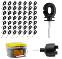 QSHOHSQ 120 isolateurs noirs pour clôture électrique, faciles à assembler, 1 outil de fixation pour poteaux annulaires, pour clôtures d'animaux