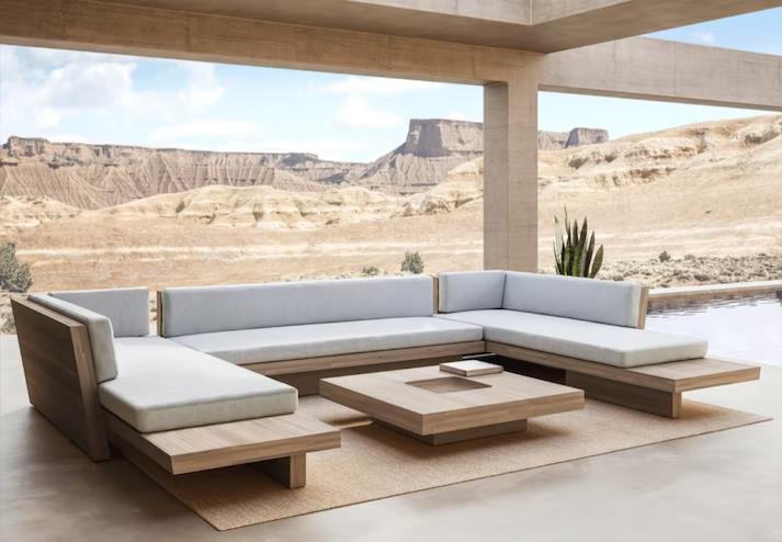 Patio Outdoor Modern Luxury Outdoor Garden Furniture Teak Wood Sofa with Table Sofa Sets