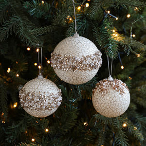 Adornos Navideños con Textura, Bolas de Navidad de 10 cm con Brillantina, Lentejuelas y Pedrería, Decoraciones Navideñas de Espuma para Árboles de Navidad - Product Image 1